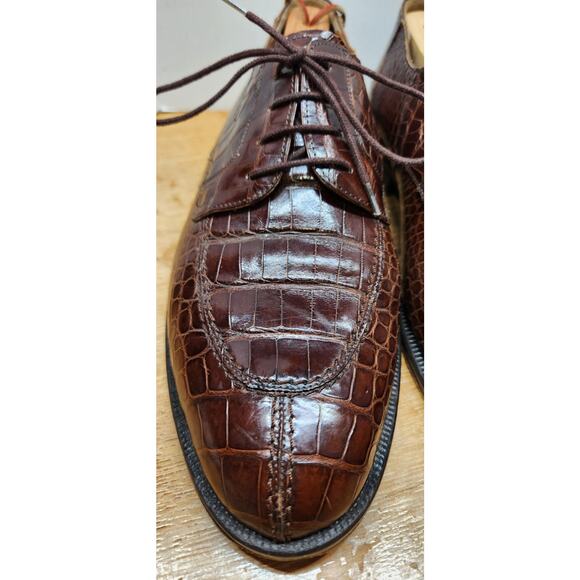 Foster Rainey Alligator Dress Shoes Brown Leather Size US 7 M Spain EUC main image 10
